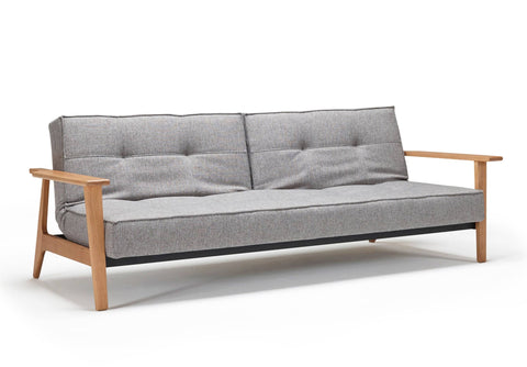 Image of innovation slaapbank splitback armleuningen grijs voorkant