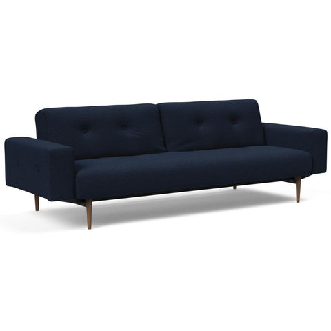 Image of Innovation Slaapbank Ample Styletto - Armleuningen Donker Eiken - Stof 528 Mixed Dance Blauw