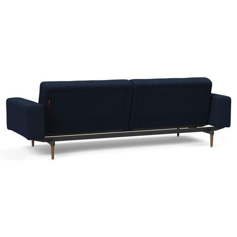 Image of Innovation Slaapbank Ample Styletto - Armleuningen Donker Eiken - Stof 528 Mixed Dance Blauw
