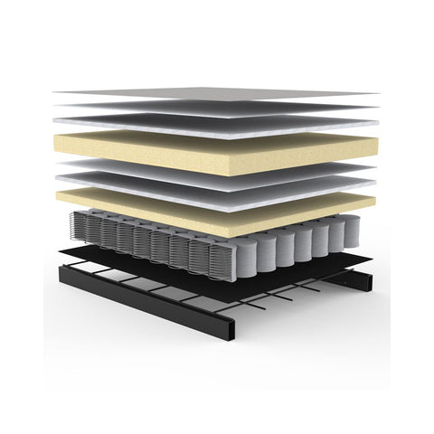 Image of Innovation Slaapbank Ample Styletto - Armleuningen Donker Eiken - Stof 528 Mixed Dance Blauw