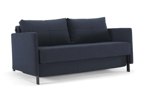 Image of innovation slaapbank cubed 160 armleuningen blauw voorkant