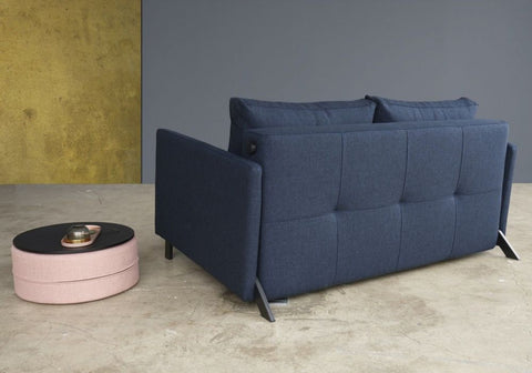 Image of innovation slaapbank cubed 160 armleuningen blauw bank achterkant