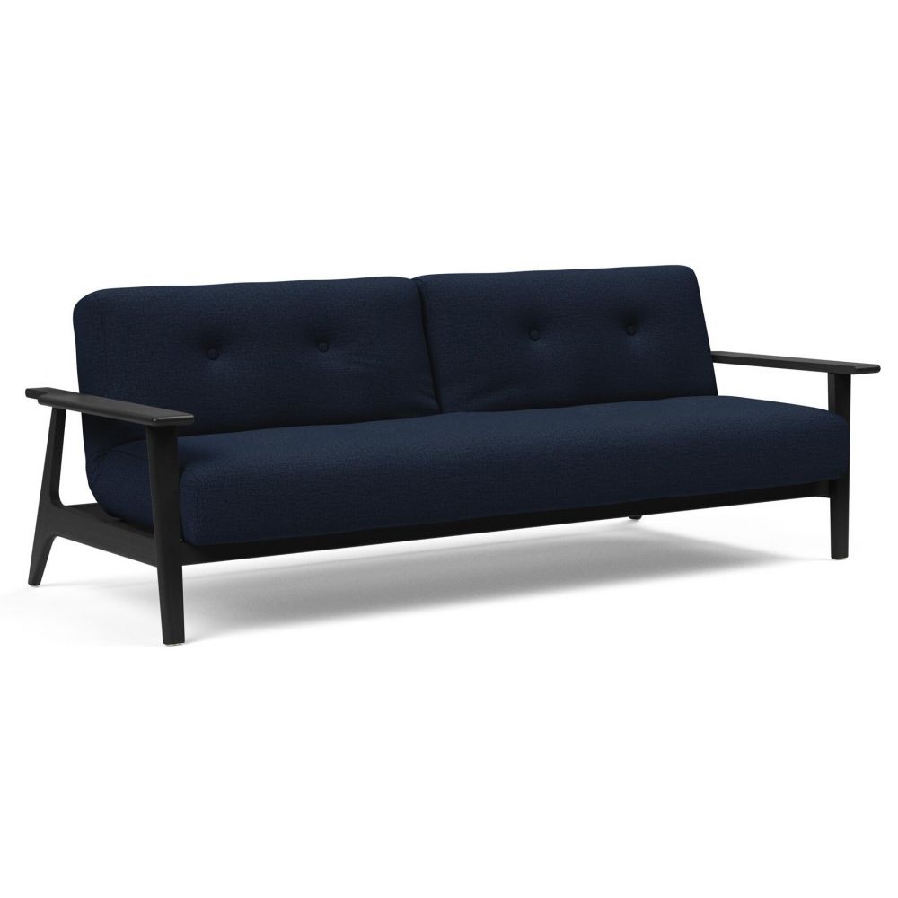 Innovation living Slaapbank Frej - Zwart Eiken Armleuningen - blauw