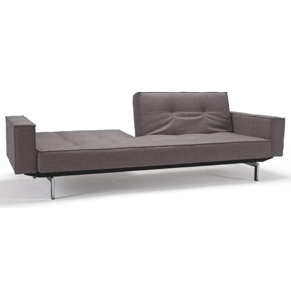 Innovation Slaapbank Splitback Armleuning - Mixed Dance 521 Grijs - Chromen Poten