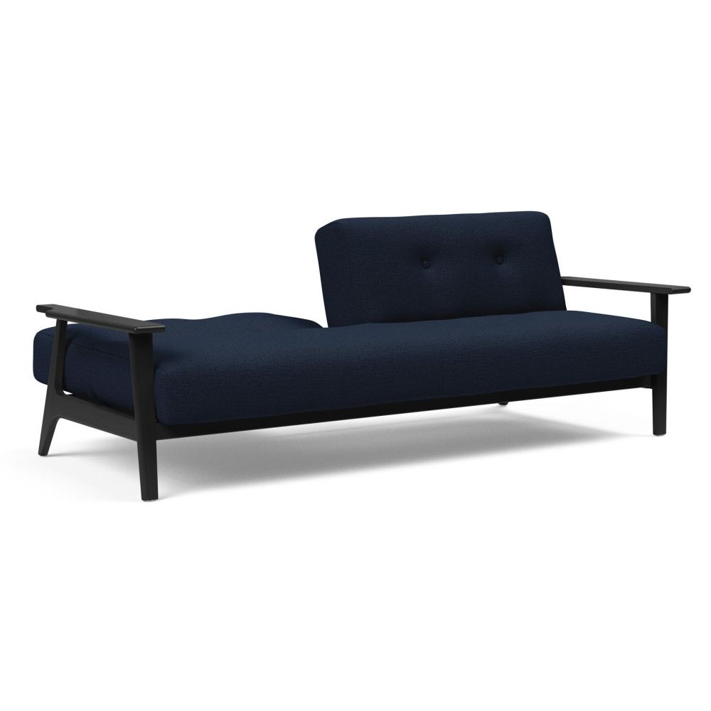 Innovation living Slaapbank Frej - Zwart Eiken Armleuningen - blauw