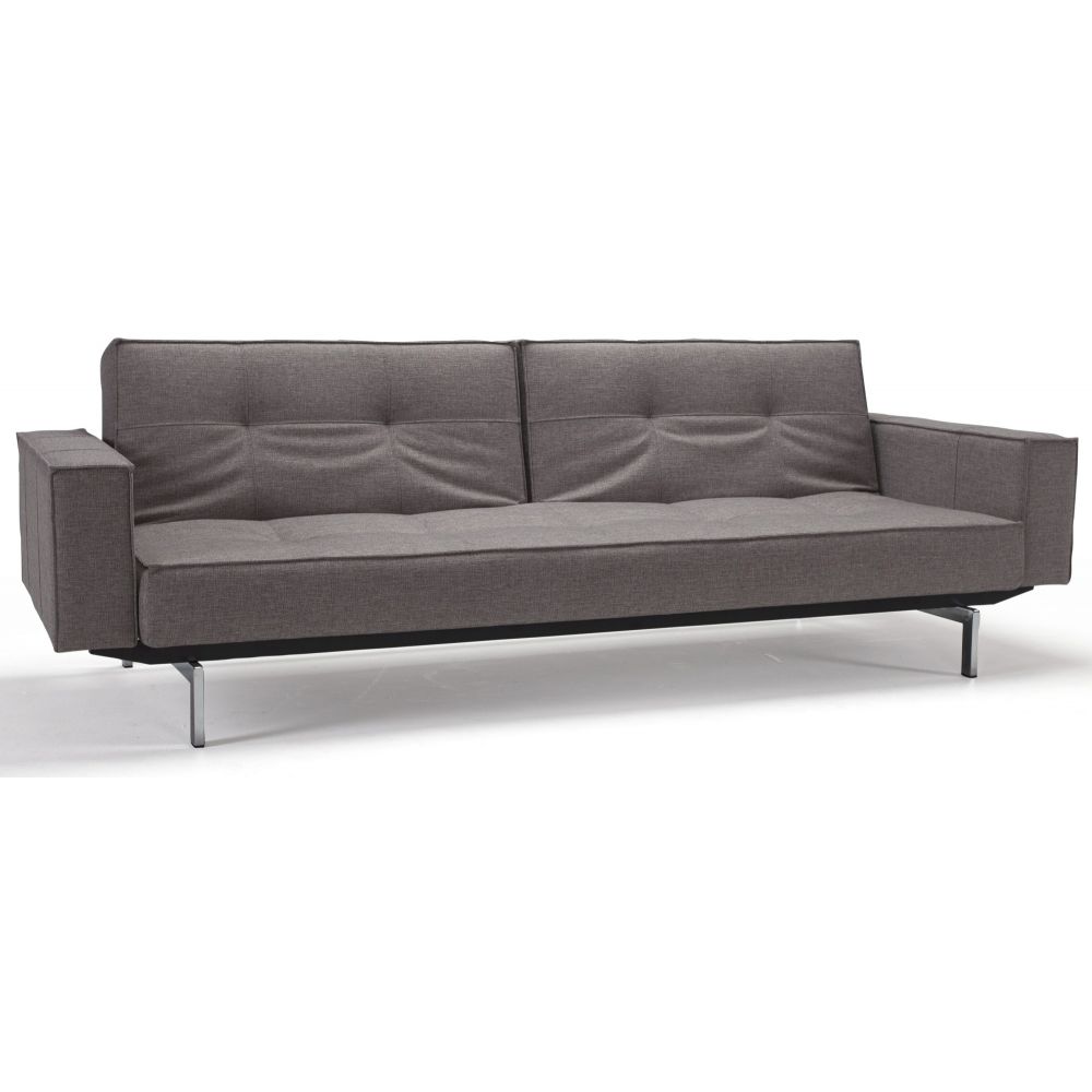 Innovation Slaapbank Splitback Armleuning - Mixed Dance 521 Grijs - Chromen Poten