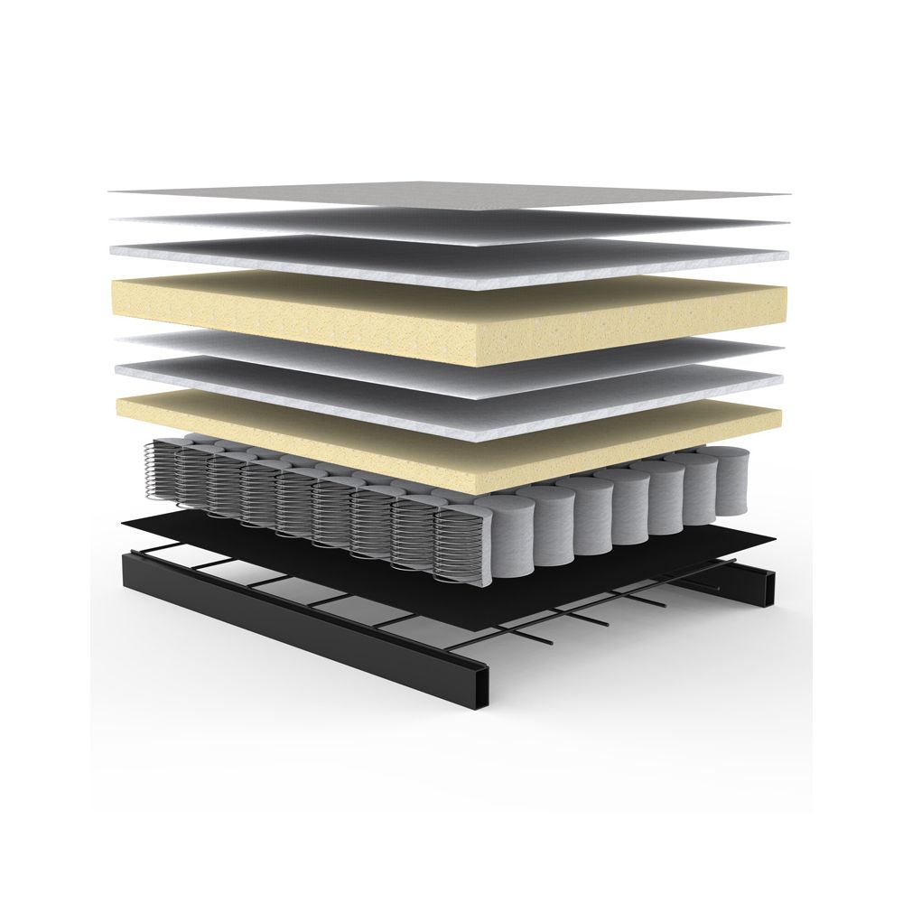 Innovation Slaapbank Ample Styletto - Armleuningen Donker Eiken - Stof 528 Mixed Dance Blauw