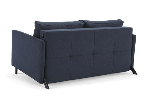 Image of innovation slaapbank cubed 160 armleuningen blauw achterkant