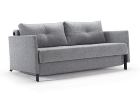 innovation slaapbank cubed 160 armleuningen grijs schuine voorkant