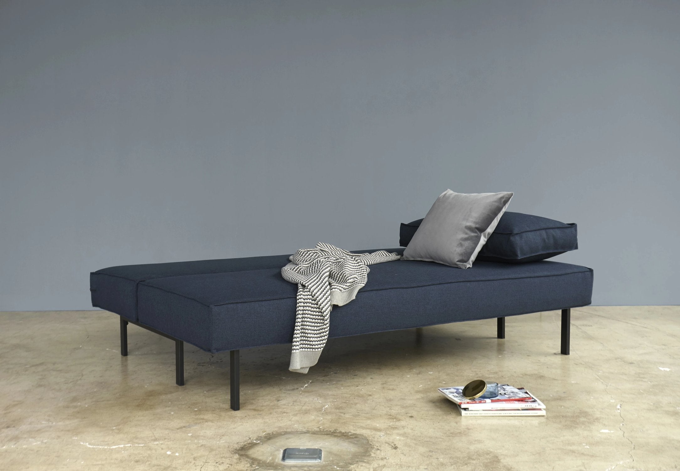 innovation slaapbank sly blauw bed met kussens