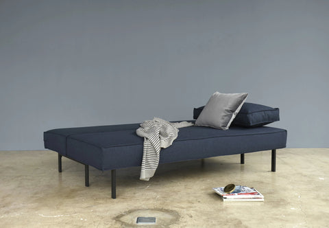 Image of innovation slaapbank sly blauw bed met kussens