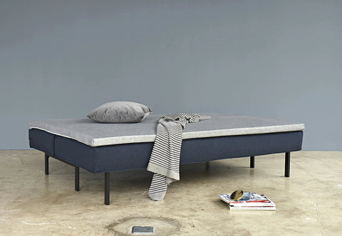 Image of innovation slaapbank sly blauw bed met extra matras