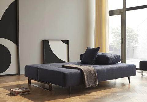 Image of innovation slaapbank supremax deluxe e.l. blauw bed met kussens