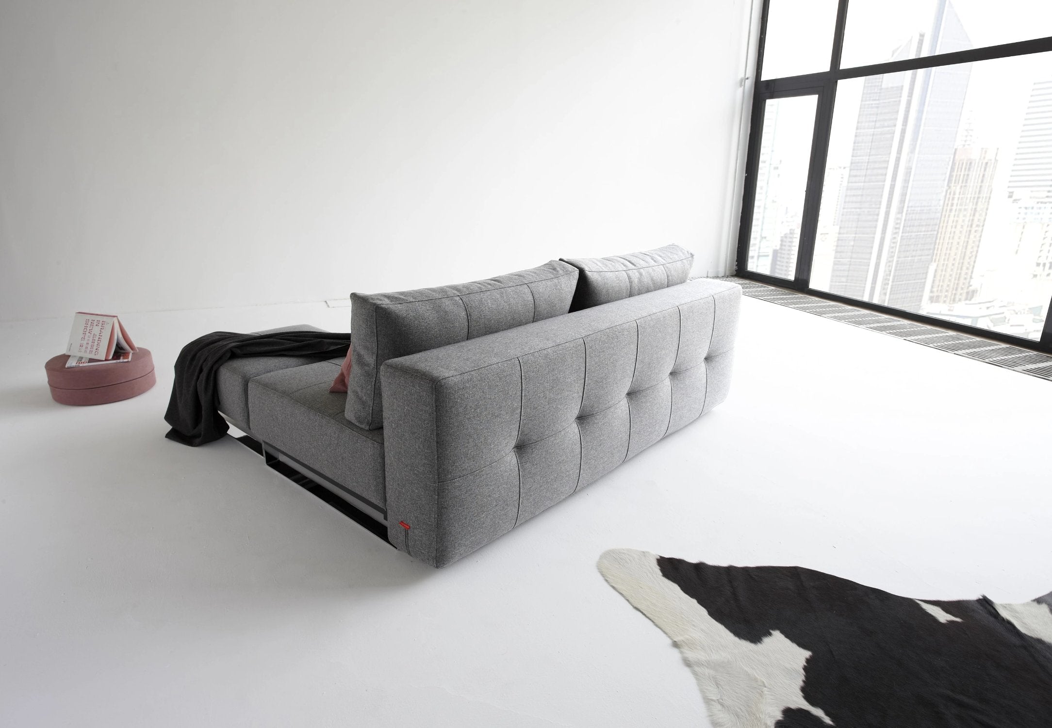 innovation slaapbank supremax deluxe e.l. grijs bank schuine achterkant