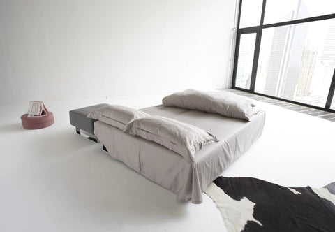 Image of innovation slaapbank supremax deluxe e.l. grijs bed met deken